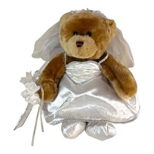 Vintage "Build a Bear" Wedding Gown Bride Teddy Bear Stuffed Plush Brown Retired